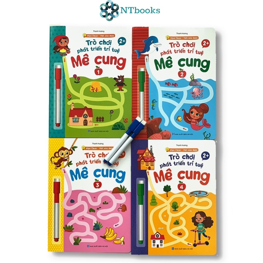 Sách Trò chơi Mê Cung phát triển trí tuệ 1234 - phiên bản Wipe Clean: Viết xóa được (dành cho trẻ từ 2-6 tuổi)