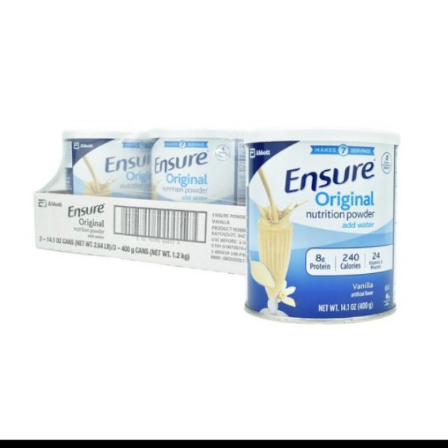 Date mới Sữa bột ensure mỹ mĩ hương vani original nutrition powder add water Mỹ 400g