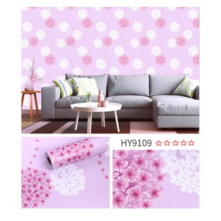Giấy dán tường 10m cẩm tú cầu hồng [mua3giam5k] - 10m Decal dán tường cẩm tú cầu hồng có keo sẵn