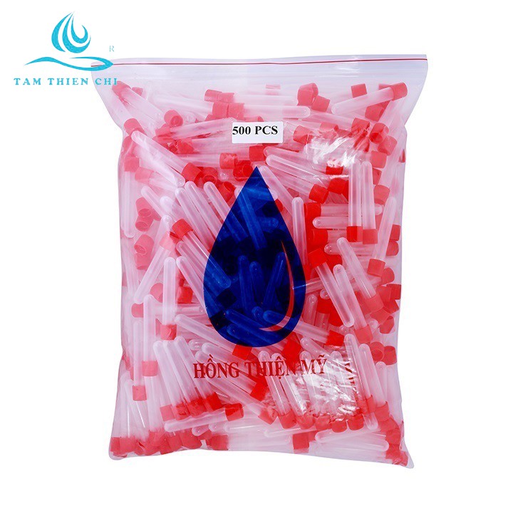 Ống nghiệm nhựa dẻo PP màu trắng có nắp đỏ không nhãn 5ml  HTM túi 100 tube