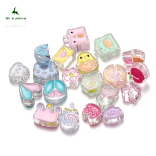 Bộ 5 Hạt Xỏ Lỗ acrylic Nhiều Kiểu Màu Sắc Dùng Để Làm Trang Sức Vòng Đeo Tay