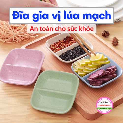 [GIÁ RẺ] Đĩa gia vị  Đĩa đựng nước chấm gia vị  lúa mạch 2 ngăn siêu bền giá rẻ an toàn cho sức khỏe (giao ngẫu nhiên)