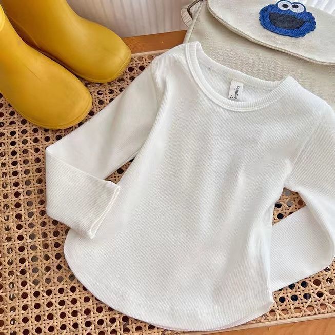 Áo Thun Tay Dài Màu Trơn Thời Trang Mùa Thu 2022 Mới Cho Bé Gái