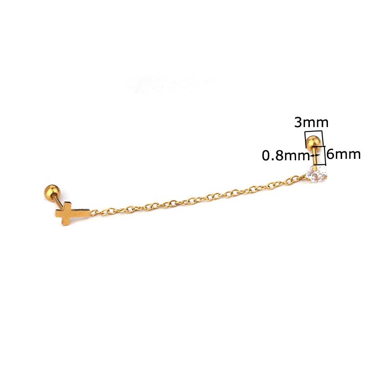 Khuyên Tai Sợi Xích Bằng Thép Không Gỉ Nhiều Mặt Tùy Chọn