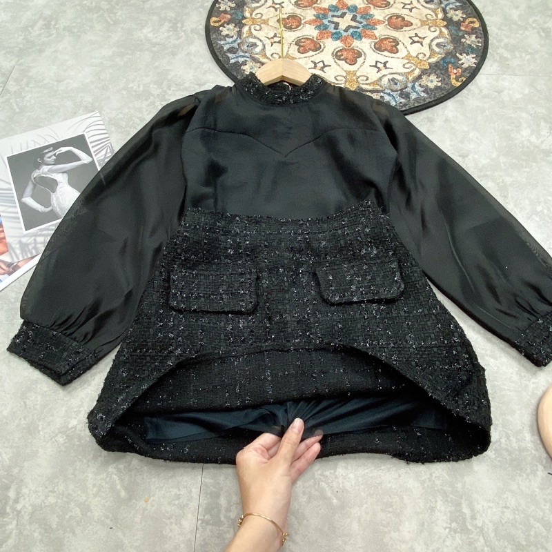 Set Áo Phối Dạ mix chân váy