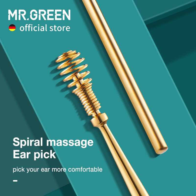 Mr. Green Thanh lấy ráy tai bằng thép không gỉ thiết kế xoắn ốc linh hoạt vệ sinh ống tai mát xa 360 độ