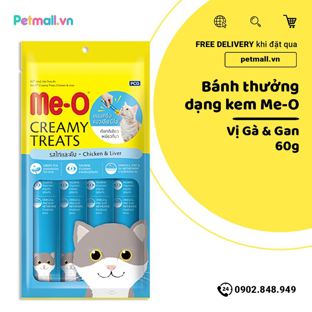 BÁNH THƯỞNG DẠNG KEM ME-O - HƯƠNG VỊ GÀ & GAN - 60G