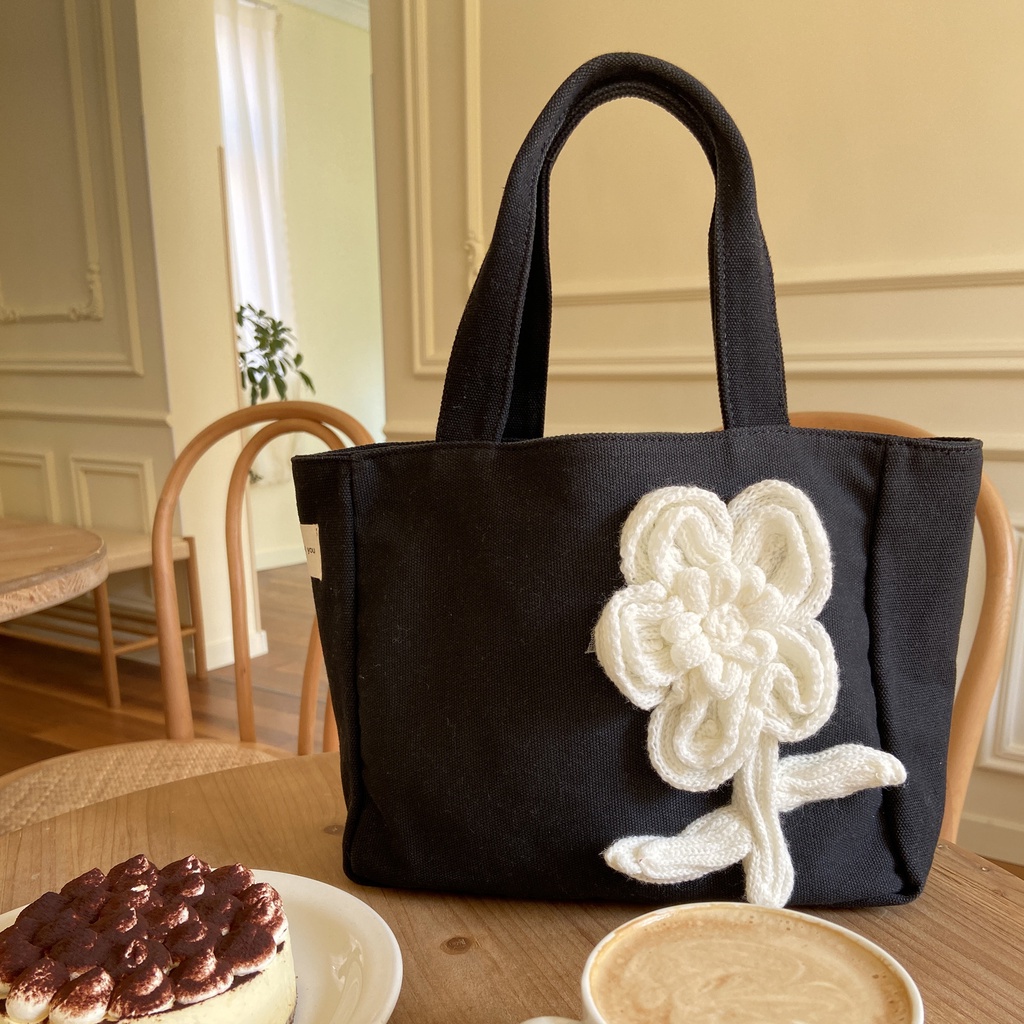 Túi Xách Đựng Hộp Cơm Trưa/Rau Củ Thủ Công Cỡ Nhỏ Phong Cách Hàn Quốc Mới