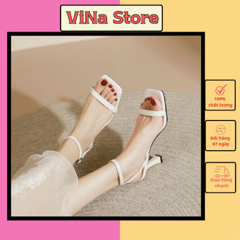 GIÀY SANDAL CAO GÓT NỮ MŨI VUÔNG ĐẾ NHỌN 5-7 PHÂN QUAI MẢNH HOT 2022 VINA STORE mã SD001