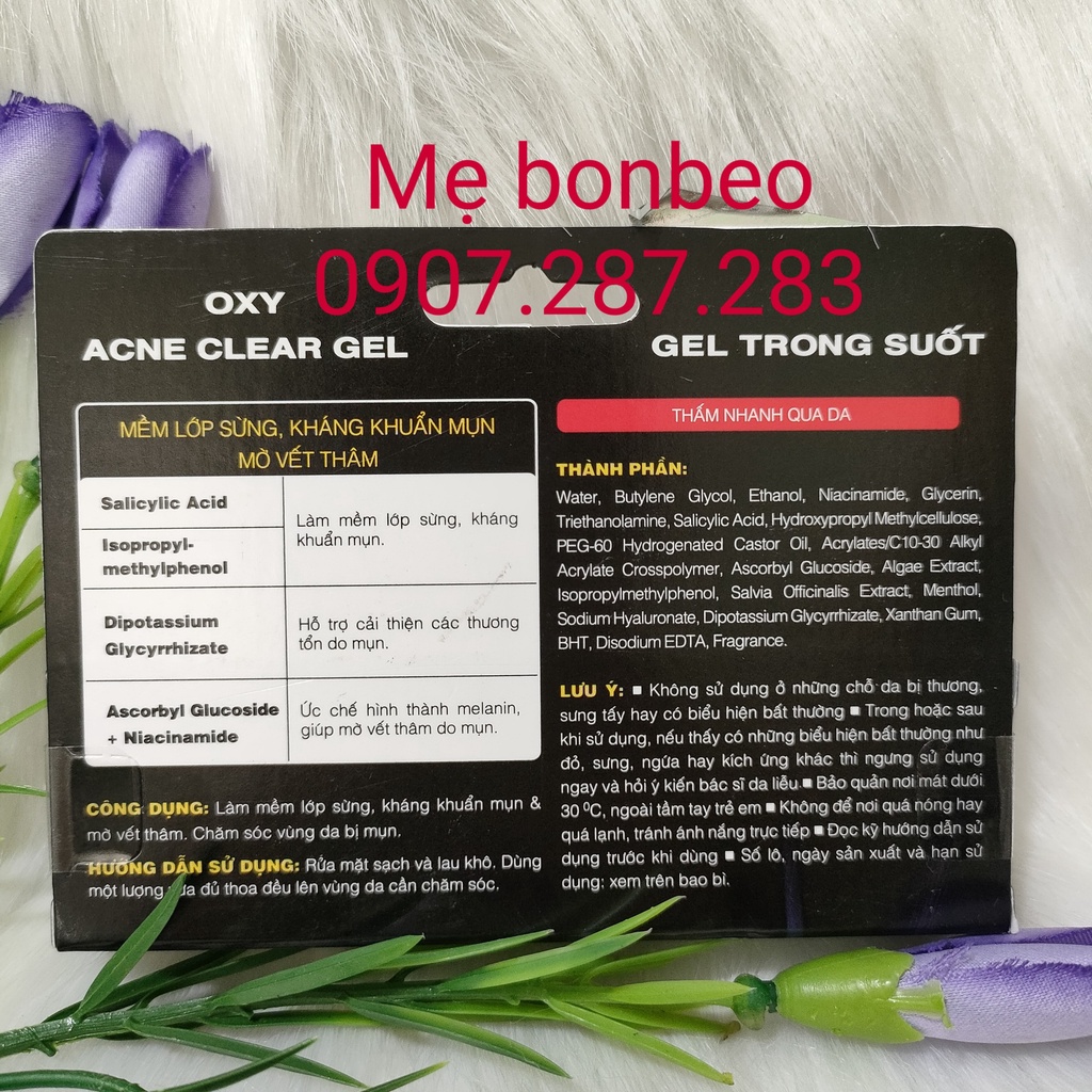 Gel OXY ngừa mụn ,mờ vết thâm Acne Clear gel 12g