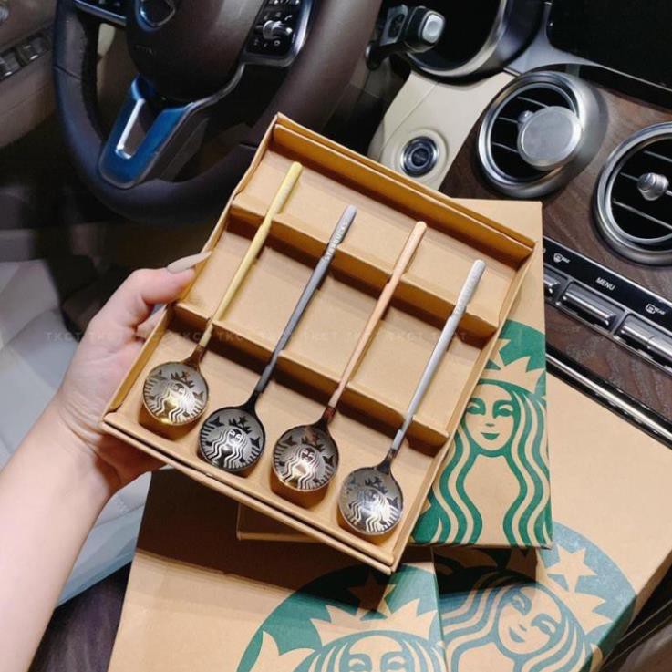 [XẢ KHO+FREE SHIP] SET 4 THÌA MUỖNG STARBUCK SANG TRỌNG CÓ THỂ LÀM QUÀ TẶNG