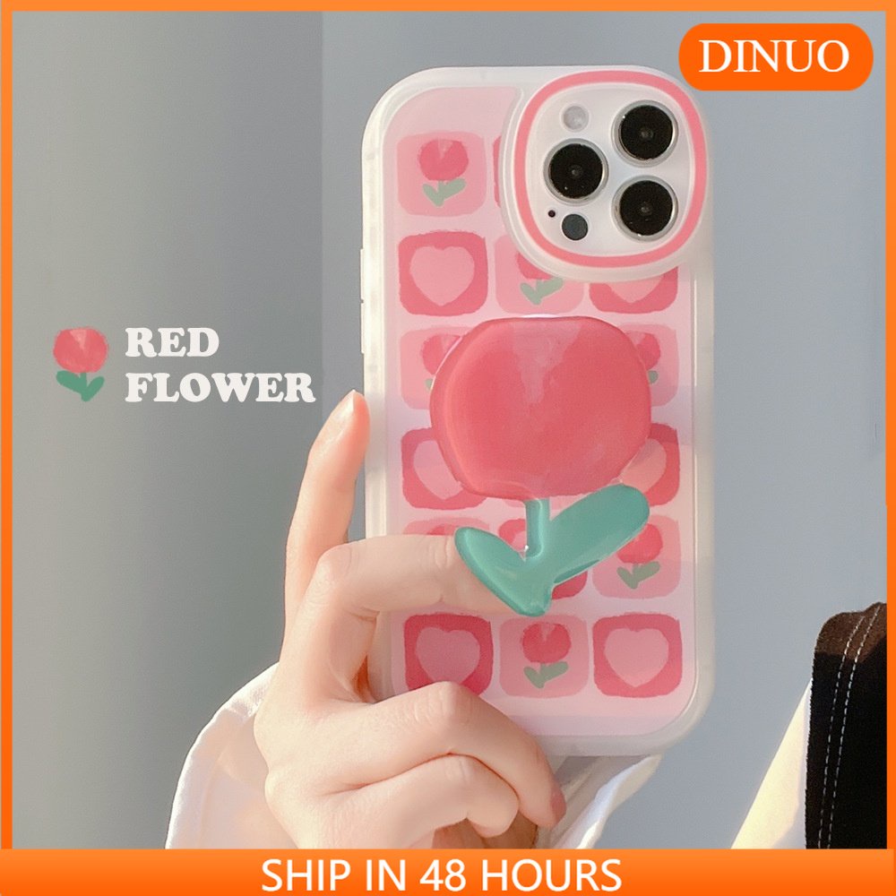 ỐP LƯNG IPHONE Ốp Điện Thoại Mềm In Hình Hoa tulip Có Giá Đỡ Cho iphone15 / 14 / 13 13pro 12 11 8p 7 / 8 / plus / 11 / xr / xsmax