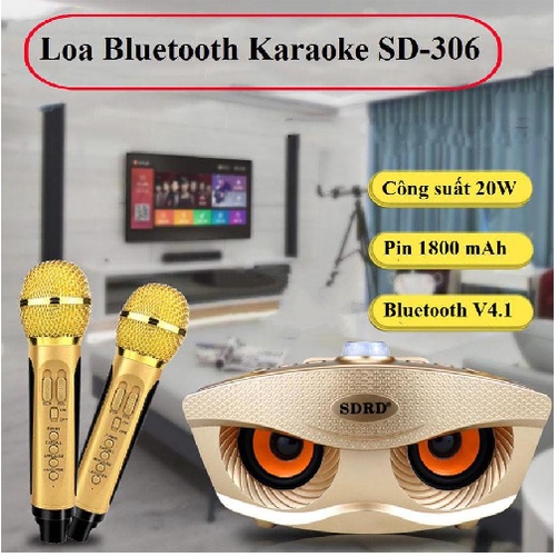 [ 𝑺𝑰𝑬̂𝑼 𝑷𝑯𝑨̂̉𝑴 ] Loa karaoke SDRD 306, Loa karaoke bluetooth mini di động ⚡𝑻𝑨̣̆𝑵𝑮 𝑲𝑬̀𝑴 2 𝑴𝑰𝑪𝑹𝑶⚡ Công suất lớn, Loa to