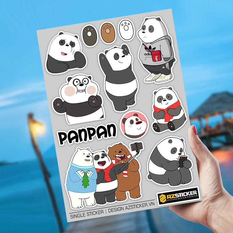 [Singer Sticker] Set Gấu We  Bare Bear | Sticker Dán Xe Máy, Xe Điện, Nón Bảo Hiểm Chống Thấm Nước, Chống Bay Màu