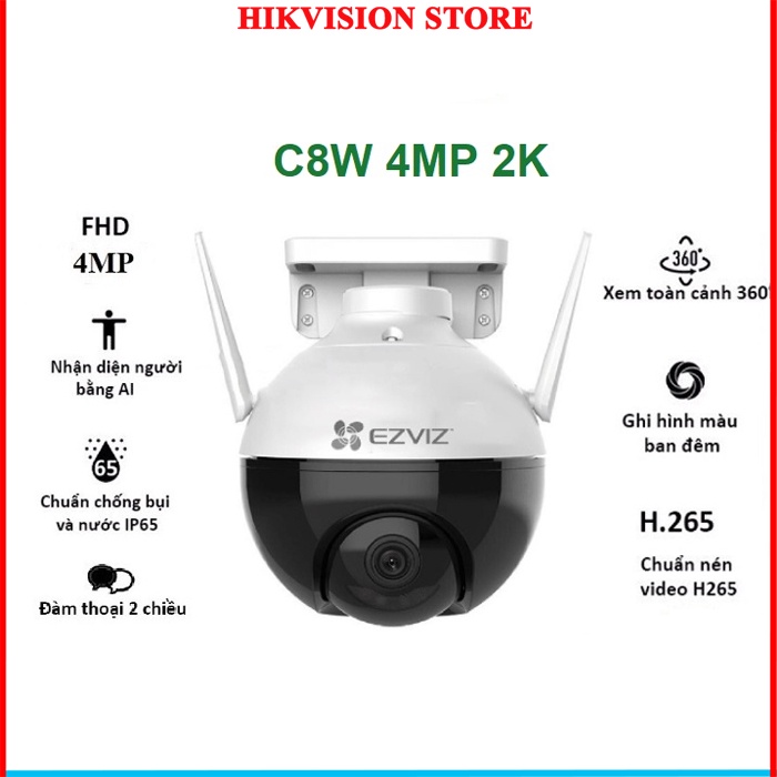Camera Wifi EZVIZ ngoài trời C8W/C8C/C3TN - Siêu nét 4MP/2MP Mắt kép xoay 360 - Hàng chính hãng