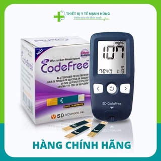 Máy thử đường huyết SD Code Free nhập khẩu nguyên hộp từ Hàn Quốc - Tặng kèm 50 que thử và kim lấy máu