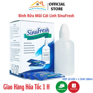 Bình rửa mũi cát linh sinufresh hộp 10 gói muối và 1 chai 180ml