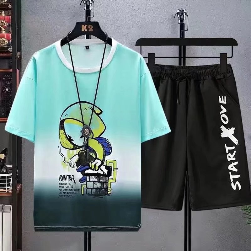 Set Đồ Thể Thao Hai Món Gồm Áo Thun Tay Ngắn Dáng Rộng Thời Trang Mùa Hè Có size Lớn M-5XL Dành Cho Nam Giới