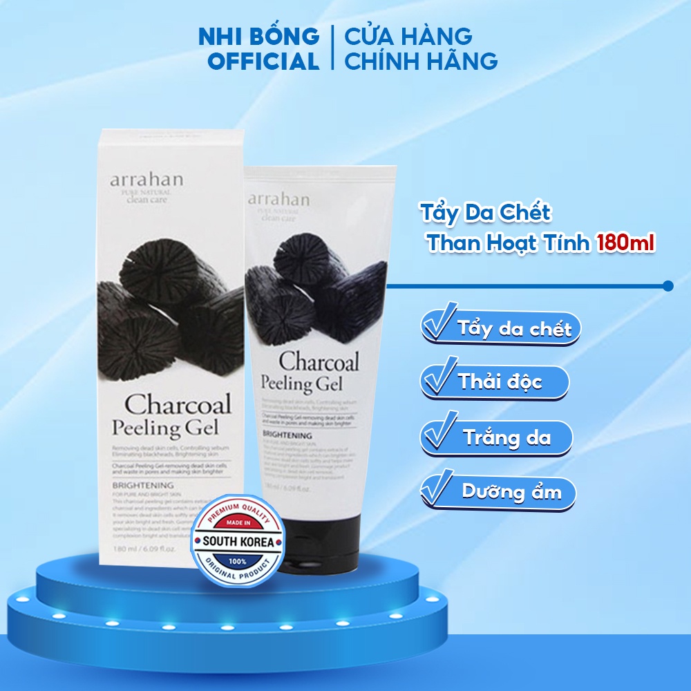 Tẩy Da Chết - Tẩy Tế Bào Da Chết Chiết Xuất Từ Than Hoạt Tính Arrahan Hàn Quốc 180ml