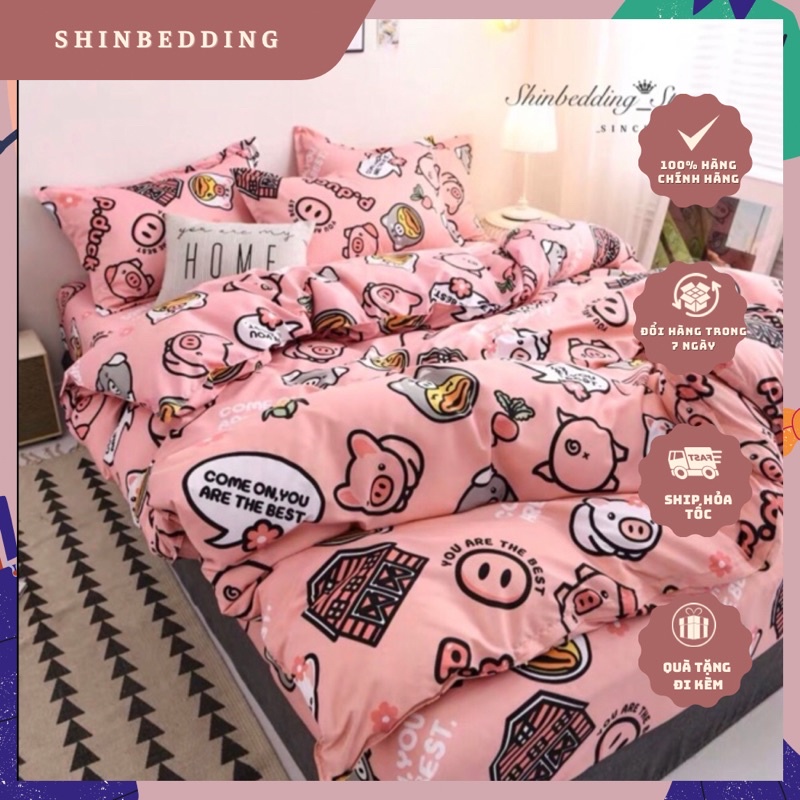 Set Chăn Ga Thú Heo Hồng Mới Siêu Xinh _Shinbedding_