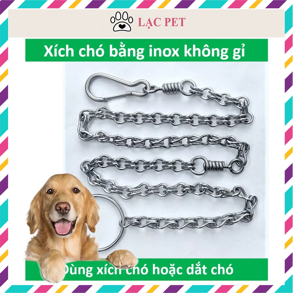 Xích chó mèo inox (4 size) không gỉ có chống xoắn Bảo hành 12 tháng có thể dùng xích mèo hoặc làm dây dắt chó đi dạo