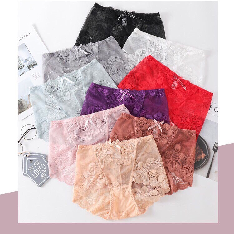 Quần Lót Nữ Ren Siêu Mềm - BigSize - Chíp Nữ Cạp Cao Sexy Che Bụng Thoáng khí Có lớp Kháng Khuẩn Cực Kỳ Gợi Cảm _ QL08