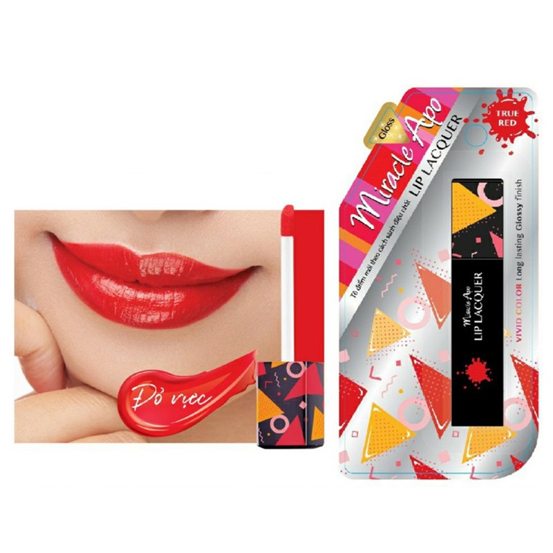 Son Miracle Apo Lip Lacquer Matte True Red - Đỏ rực 3ml