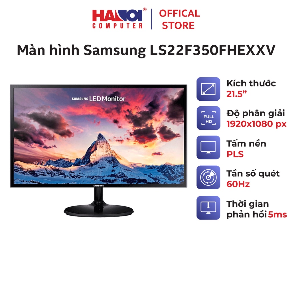 Màn hình Samsung LS22F350FHEXXV (21.5 inch/FHD/PLS/60Hz/5ms/200 nits/HDMI+DSub/FreeSync)