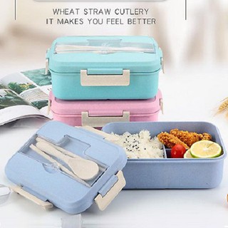 Hộp Đựng Cơm Nhựa  3 Ngăn Tiện Lợi - Hộp Cơm Trưa Văn Phòng Picnic Dễ Dàng Sử Dụng (Kèm Đũa & Muỗng)