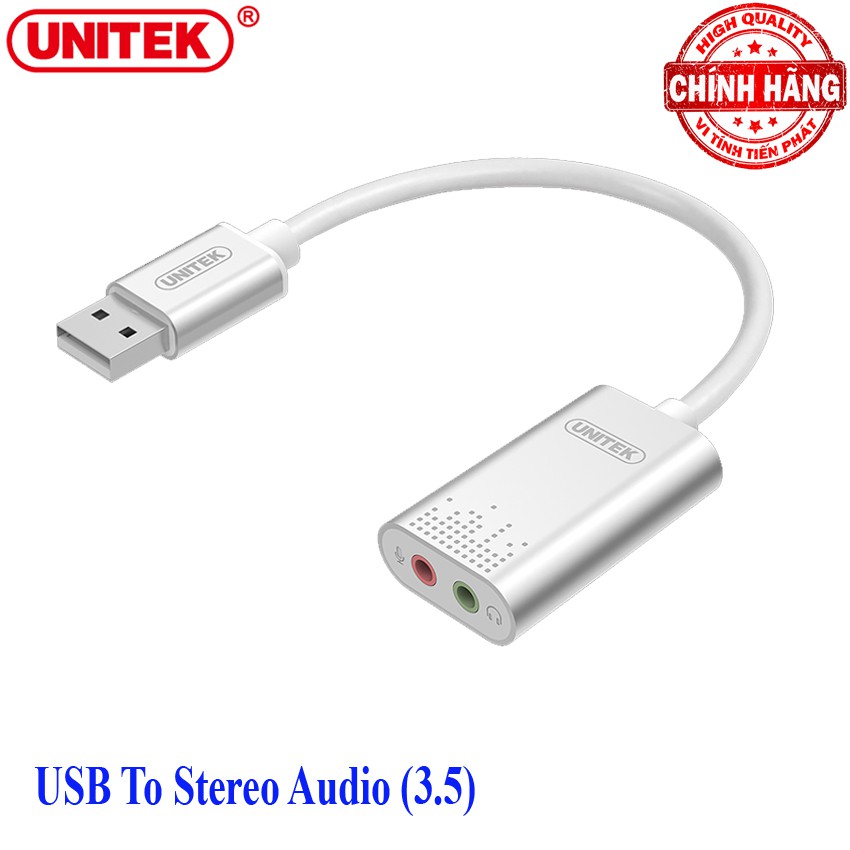 Cáp chuyển USB ra Âm Thanh Sound Audio + Microphone cổng 3.5mm - Unitek Y-247A