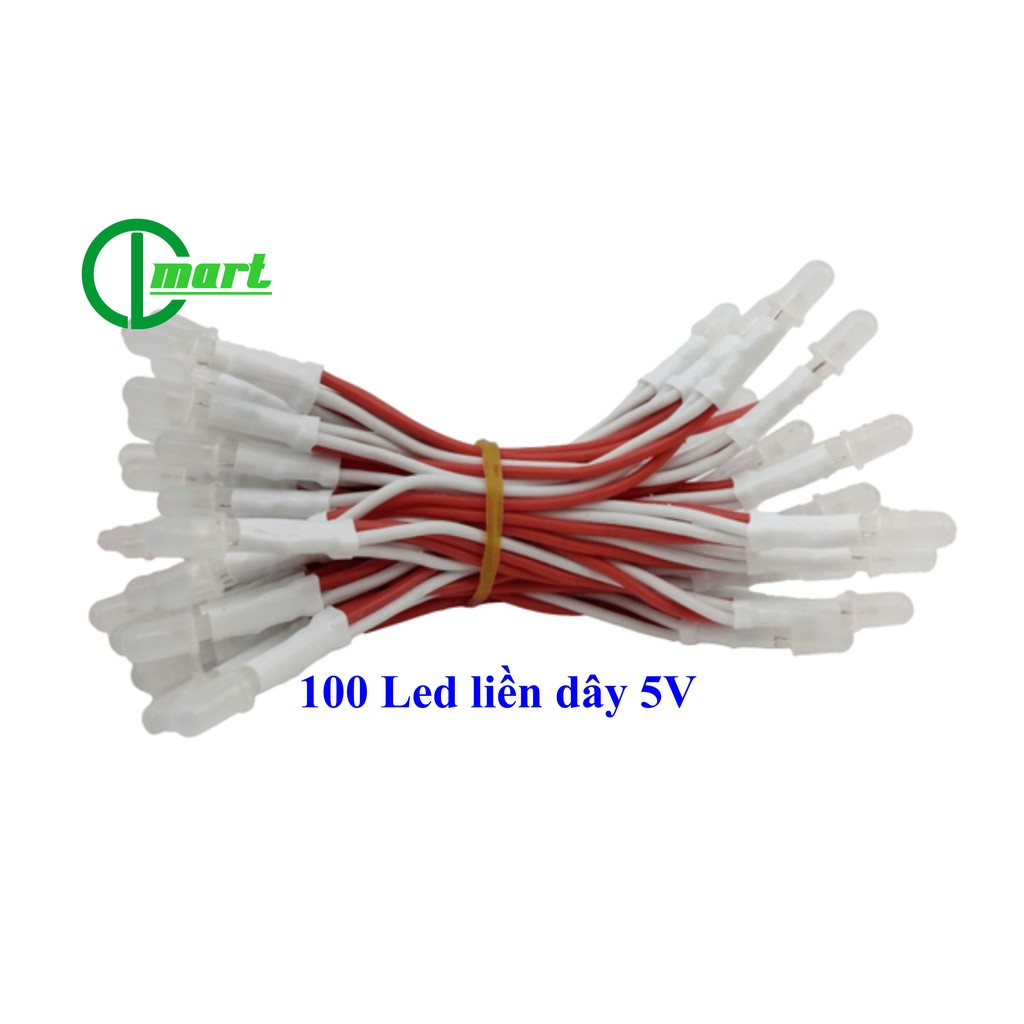 100 LED ruồi 5V liền dây_Tốt (trắng, đỏ, xanh lá, xanh dương, vàng, hồng)