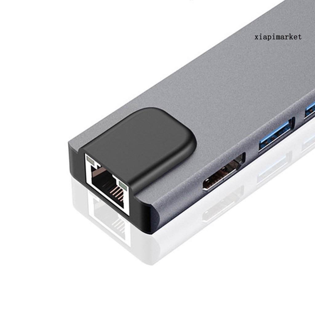 LOP_Portable 5-in-1 Gigabit Ethernet Lan RJ45 Type-C Hub to 4K USB 3.0 PD USB-C Docking Station