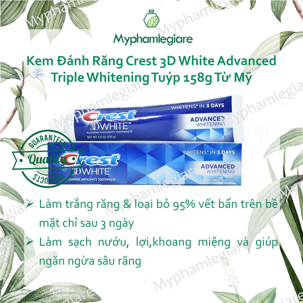 KEM ĐÁNH RĂNG CREST COMPLETE SCOPE  Loại bỏ mảng bám giúp răng trắng sáng