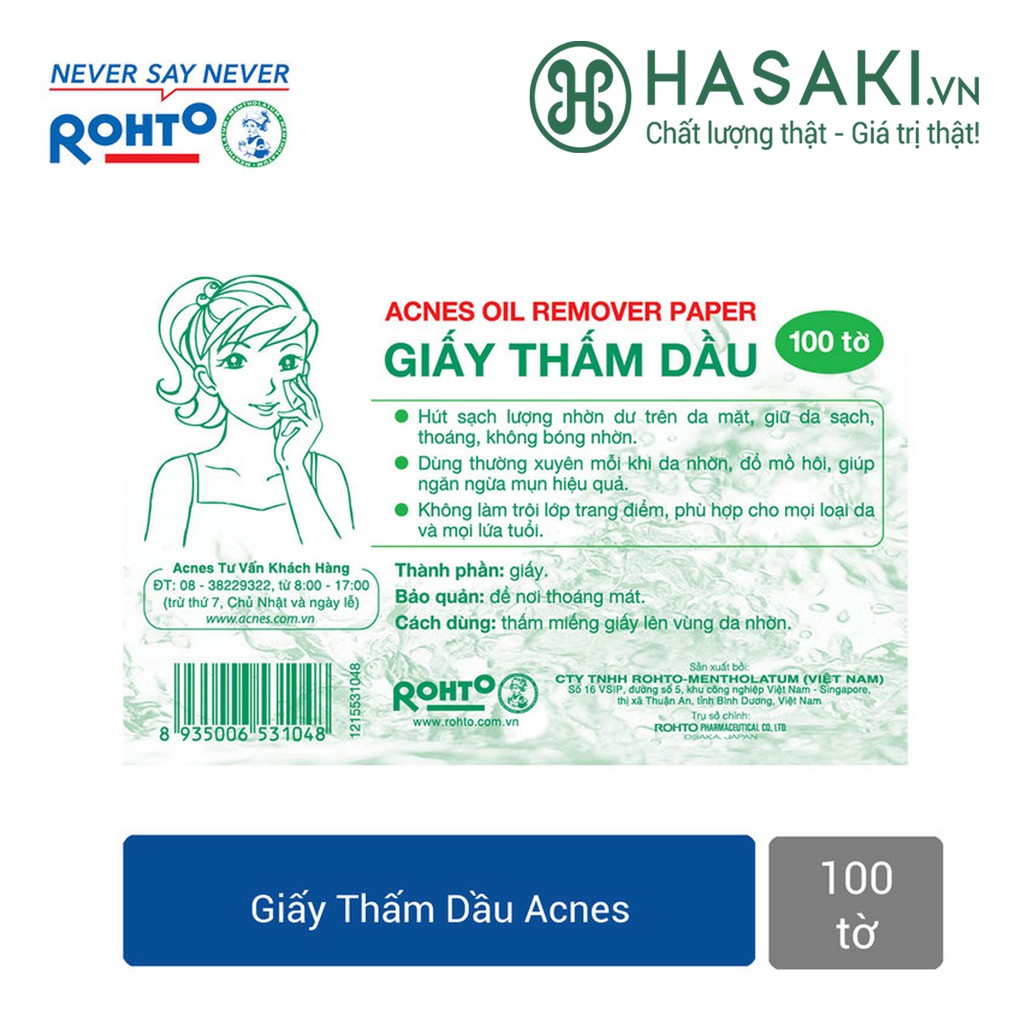 Giấy Thấm Dầu Acnes Oil Remover Paper 100 Tờ