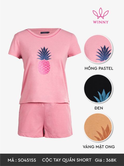 Bộ mặc nhà Winny áo cộc tay quần sooc cotton SO4515 Giá 368.000đ