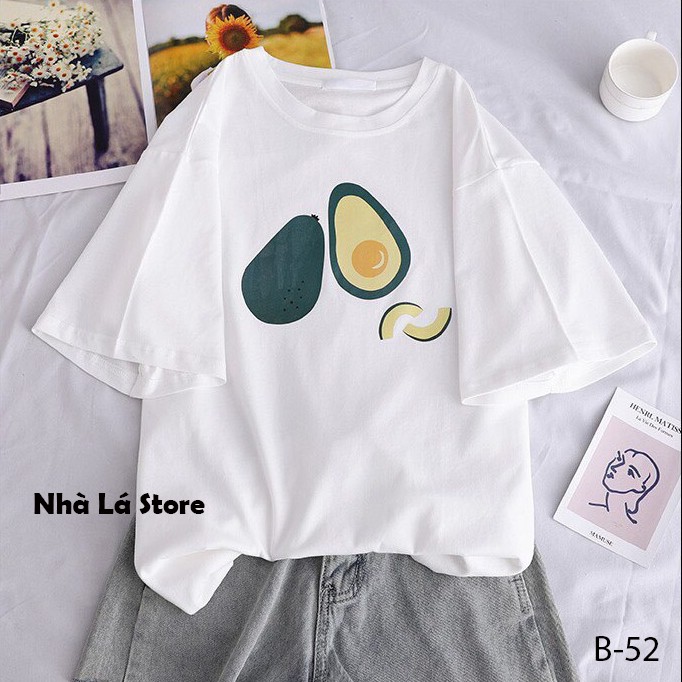 Áo Thun Nam Nữ Tay Lỡ Unisex Phông Trơn Oversize Form Rộng Basic Tee Hình quả bơ