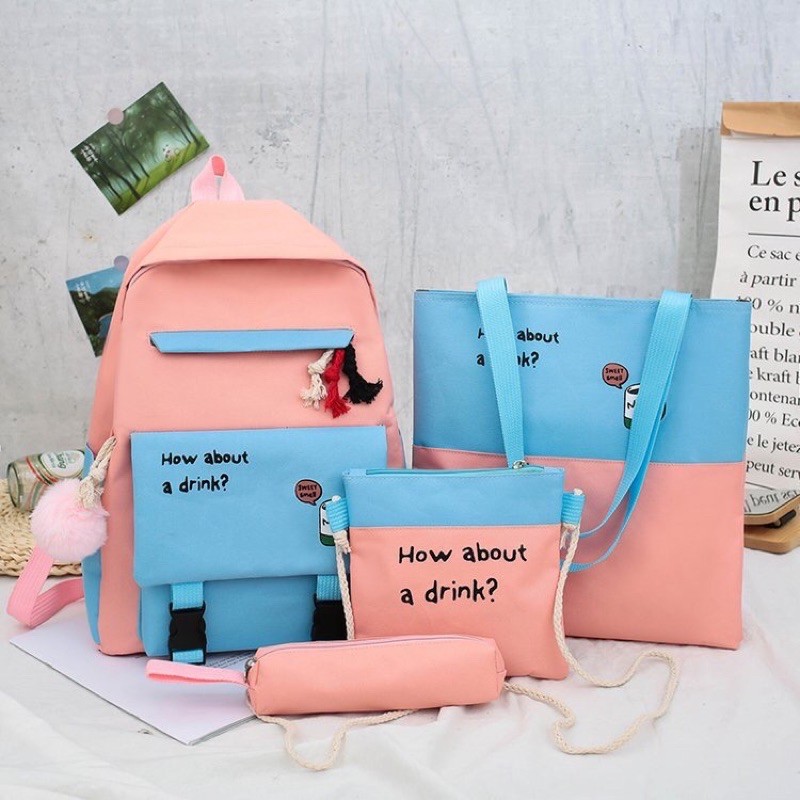 Balo Thời Trang 4 Món , Set Balo 4 Món  How about