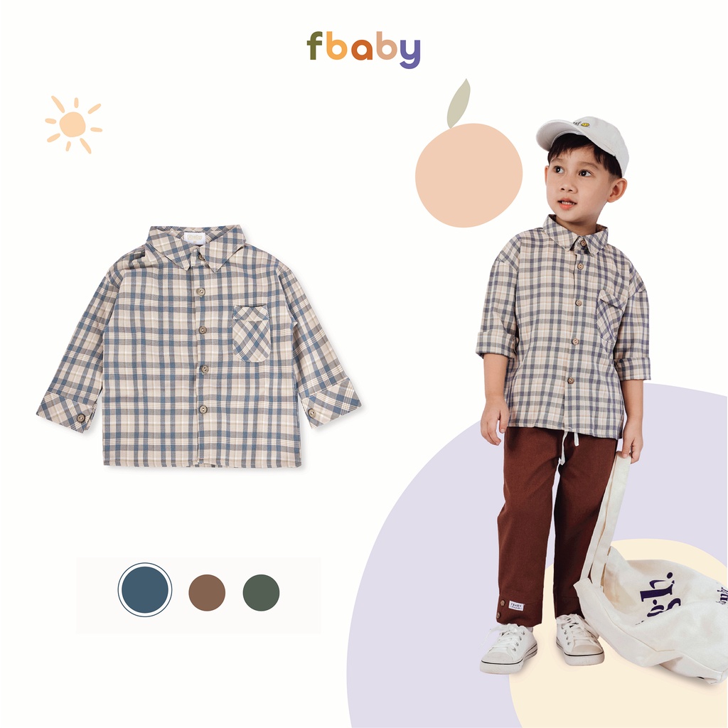Áo sơ mi bé trai kẻ gingham Fbaby FA001