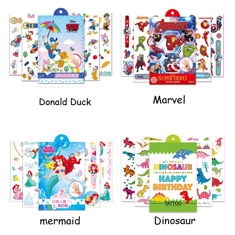 Hình xăm dán chống nước đa dạng chủ đều cho bé trai và bé gái thỏa thích sáng tạo cùng bạn bè Disney /Elsa/Spider Man/Hero/Princess/PAW Patrol/Unicorn