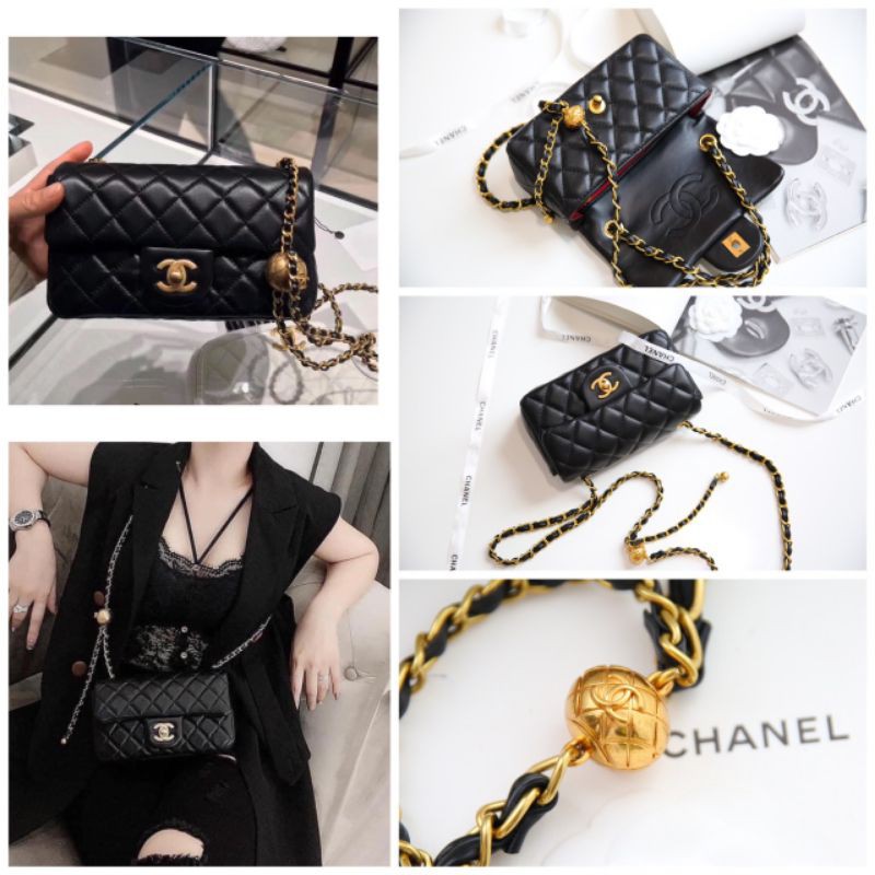 Túi xách nữ CN bản quả cầu đen da lì mềm sụn fullbox