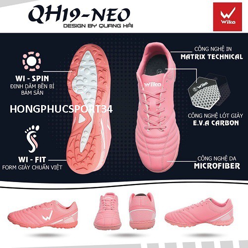 [TẶNG TẤT] GIÀY ĐÁ BÓNG QH19-NEO QUANG HẢI MÀU HỒNG