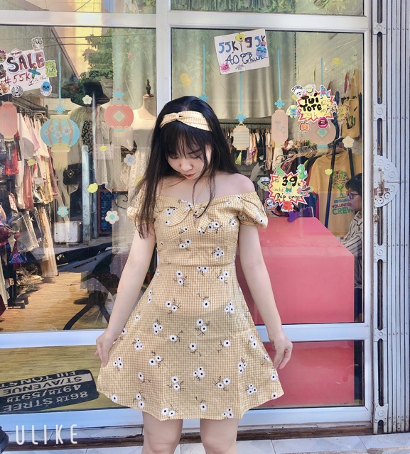 Váy caro hoa nhí tặng kèm turban style dễ thương kẹo ngọt ( ảnh thật) | BigBuy360 - bigbuy360.vn