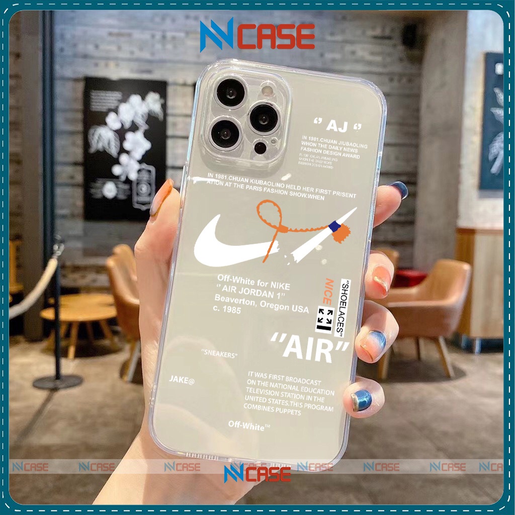 Ốp lưng iPhone Nike Chống sốc cạnh viền vuông silicon dẻo trong suốt iphone 6/6s/7/8/X/XS/Xr/11/12/13 Pro Plus Max