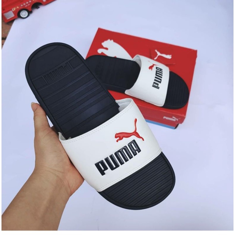 Dép Pu.m.a  - quai trắng logo đỏ