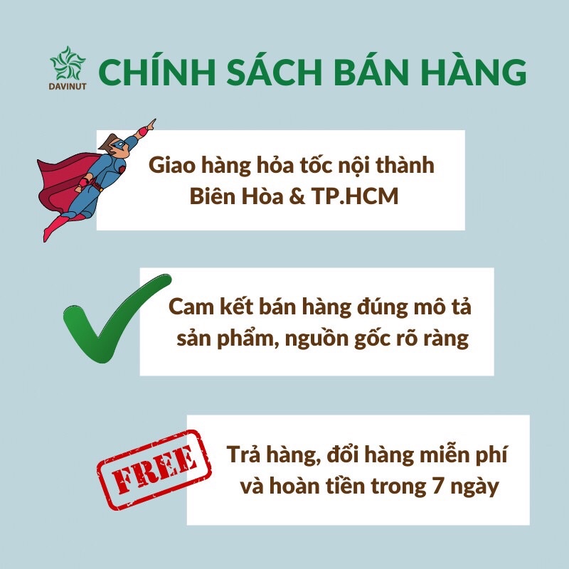 Hạt óc chó Davinut Mỹ tách vỏ hộp 475g, nhân óc chó vàng bóc sẵn cho bà bầu, walnuts sống nhập khẩu túi 500g