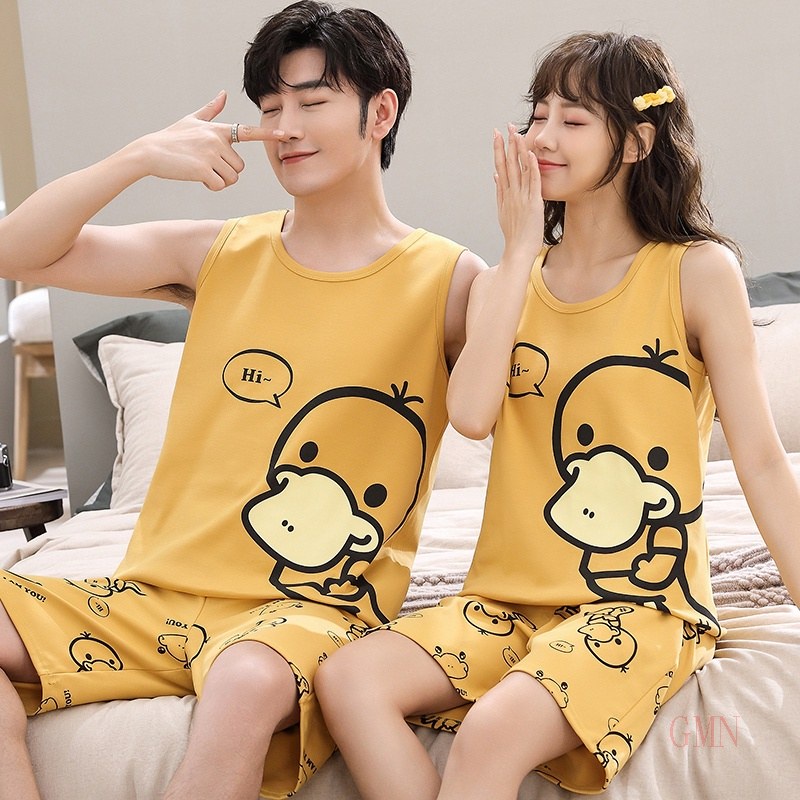 Bộ Đồ Ngủ Cotton Mỏng Dáng Rộng In Họa Tiết Hoạt Hình Thời Trang Mùa Hè Cho Cặp Đôi Gmn 2022
