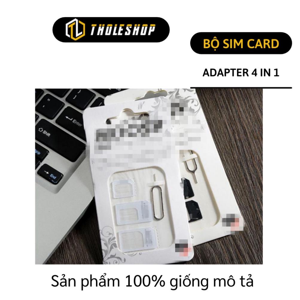 Bộ SIM Card Adapter 4 trong 1 Nano Micro SIM Adapter, dễ dàng tháo lắp khe sim 5652