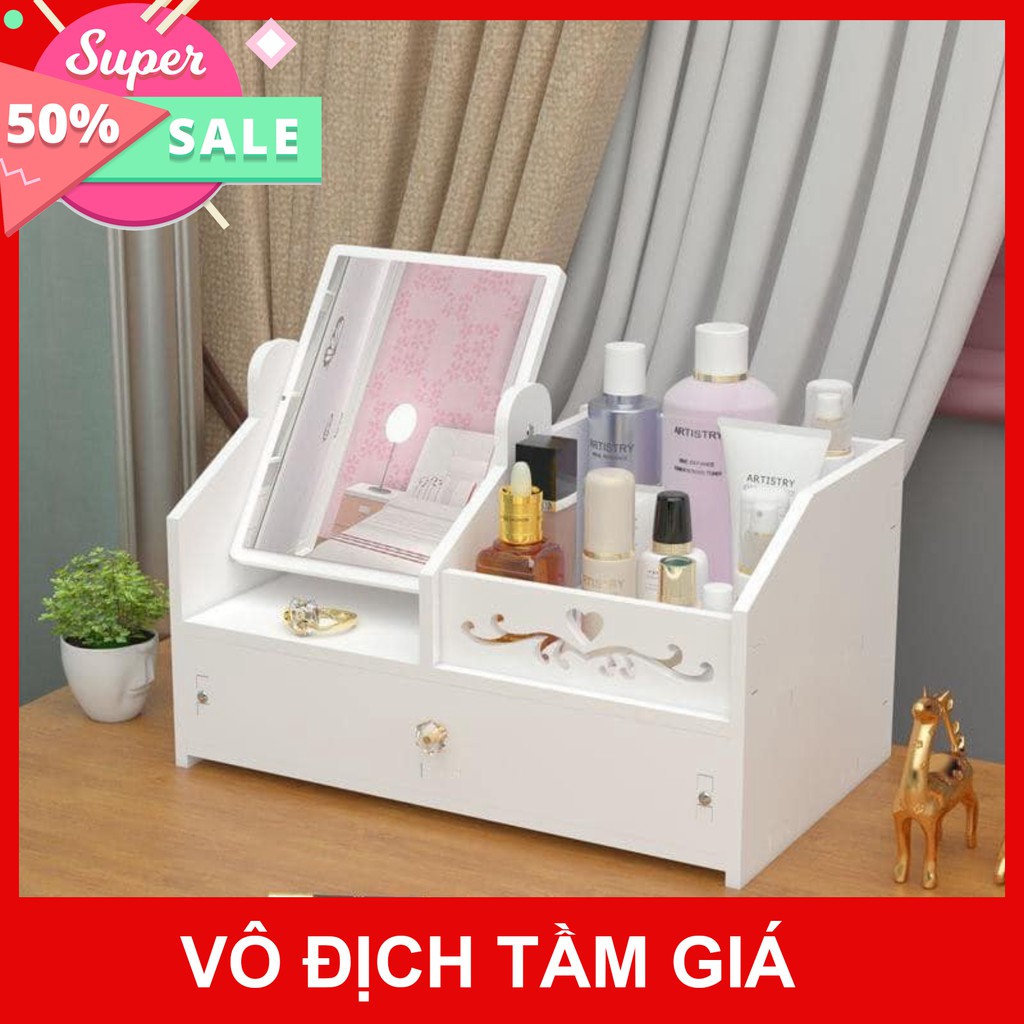 Kệ Đựng Đồ Trang Điểm 💖[FreeShip][Tặng Quà]💖 Kệ Đựng Mỹ Phẩm Bằng Gỗ Có Gương Cao Cấp chuyên sỉ sll [FREESHIP] [Mã FAS