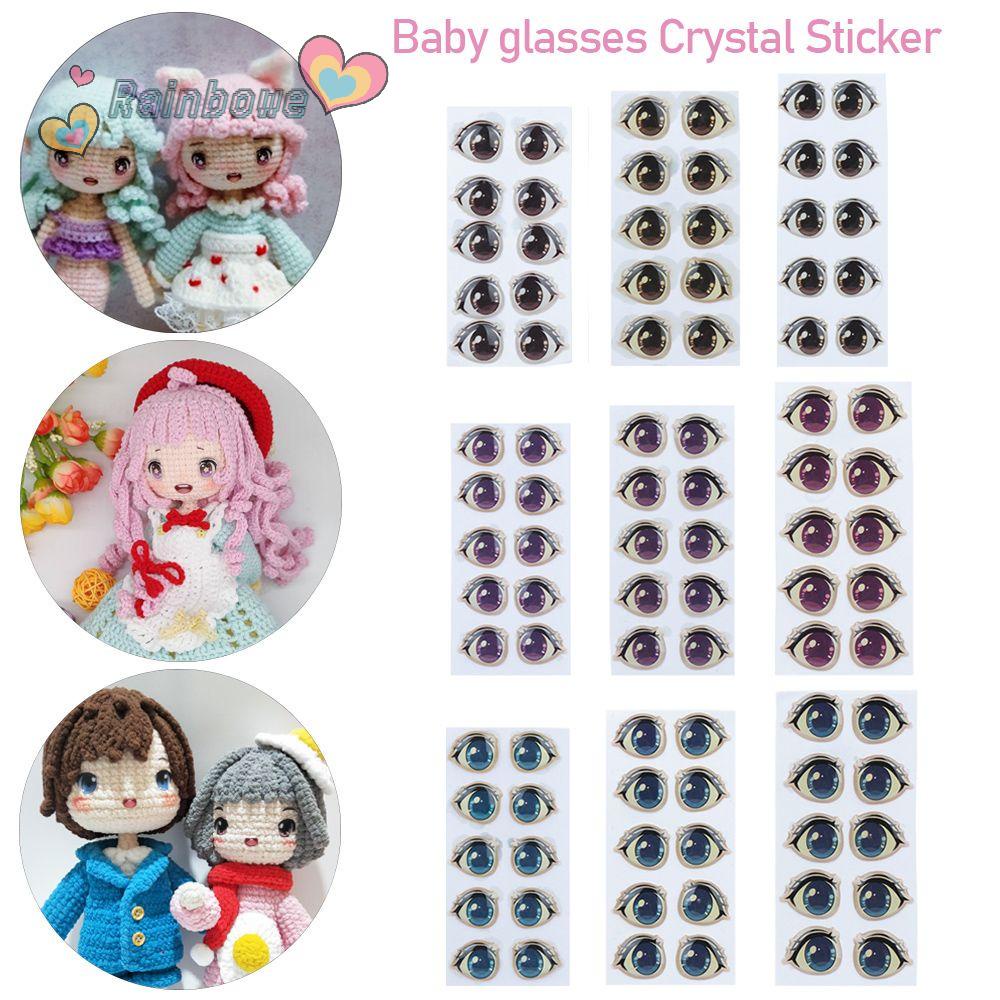 Set 10 cặp miếng dán mắt búp bê hoạt hình nhiều kiểu kích thước 8mm/ 10mm/ 12mm/ 15mm