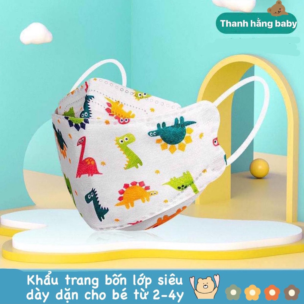 Khẩu Trang Cho Bé, Khẩu Trang Trẻ Em 4 Lớp Chống Bụi Kháng Khuẩn Thanh Hằng Baby 2 Đến 8 Tuổi